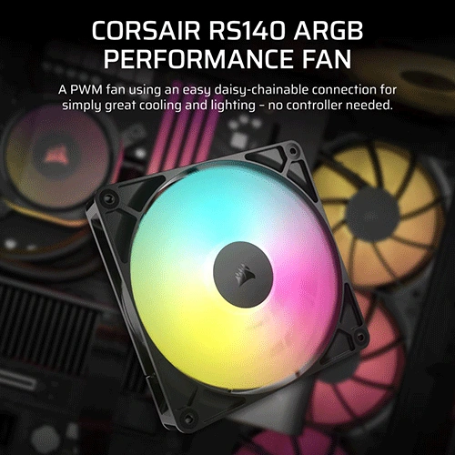 Corsair RS140 ARGB 140mm PWM Cabinet Fan, Dual Pack